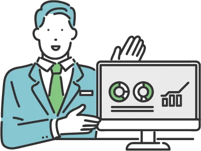 適法化に向けた工事計画を説明する担当者のイラスト